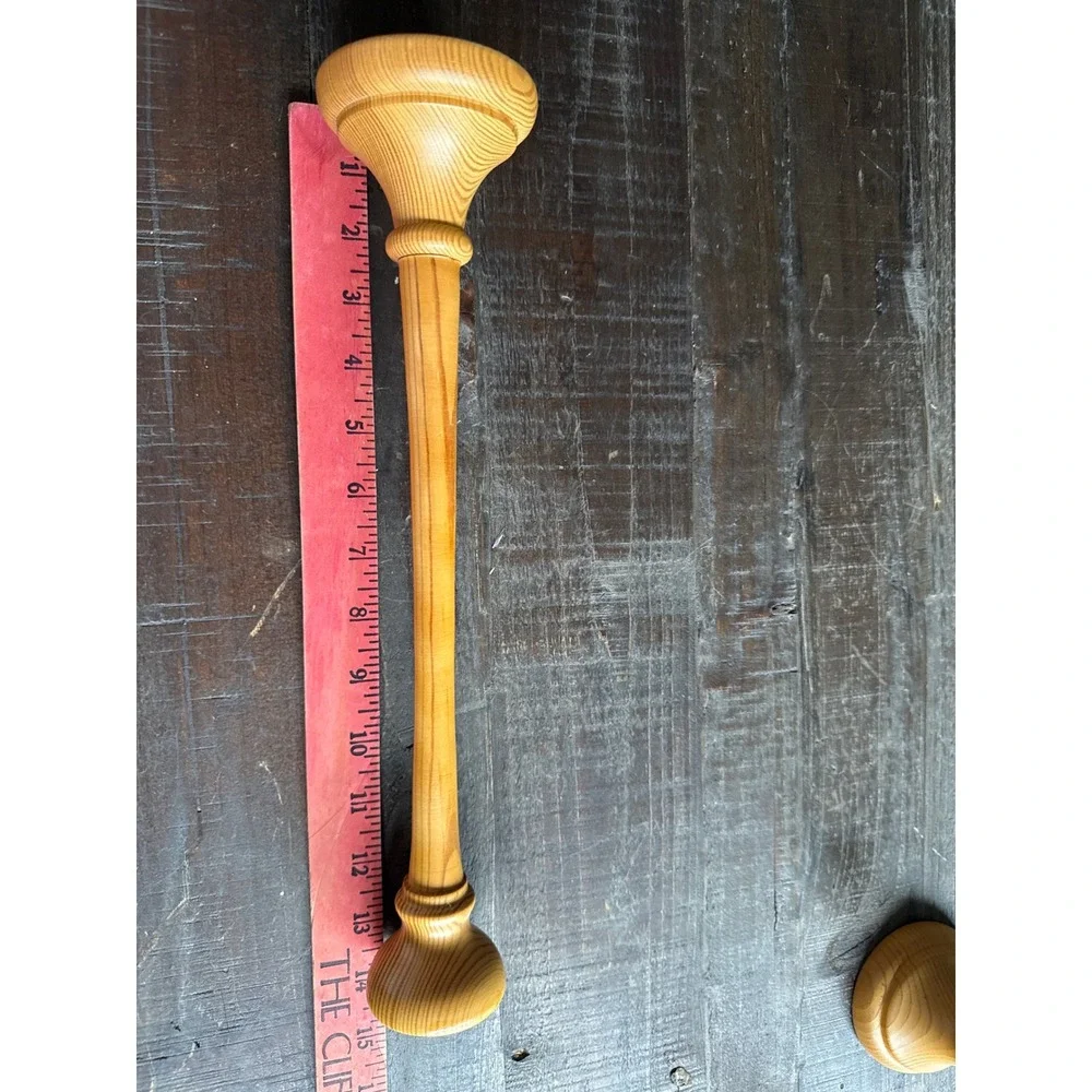 Mid Century Modern Pine Tapered Candlestick Trio Set 13.5